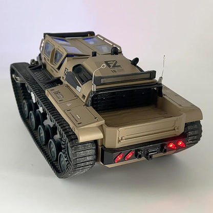 RC Tank Car 1/16 Scale Remote Control Tank Off Road RC Crawler 4WD RTR 360°Rotating Drifting Dual Motor Gearbox Proportional Control Tracked Military Truck Hobby Toy for Adult