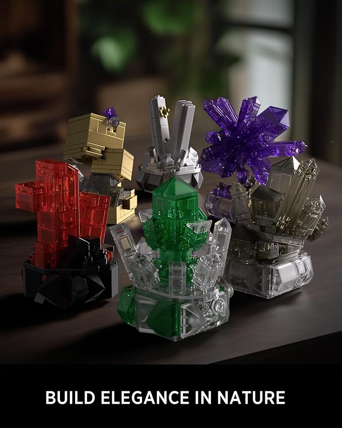 Nifeliz Geology Rock Collection Building Set for Adults 6 Different Kinds of Gemstone Model Toys Creative Desk Decoration &amp Fun Gift for Mineral Lovers (616PCS NF10306)