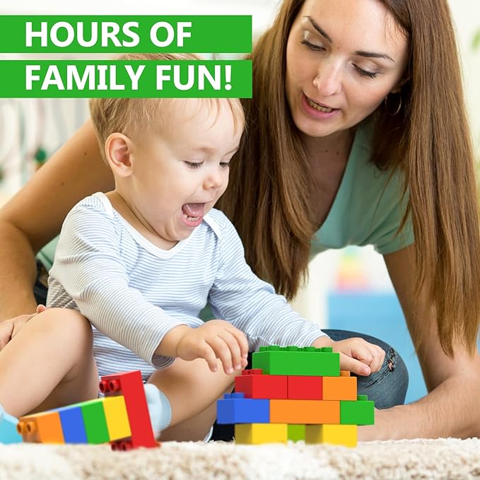 150 Pcs Jumbo Building Blocks Set for Toddlers (100 Square &amp 50 Rectangle) | Compatible Big Construction Bricks in 5 Colors | Kids Ages 3+ STEM Toy