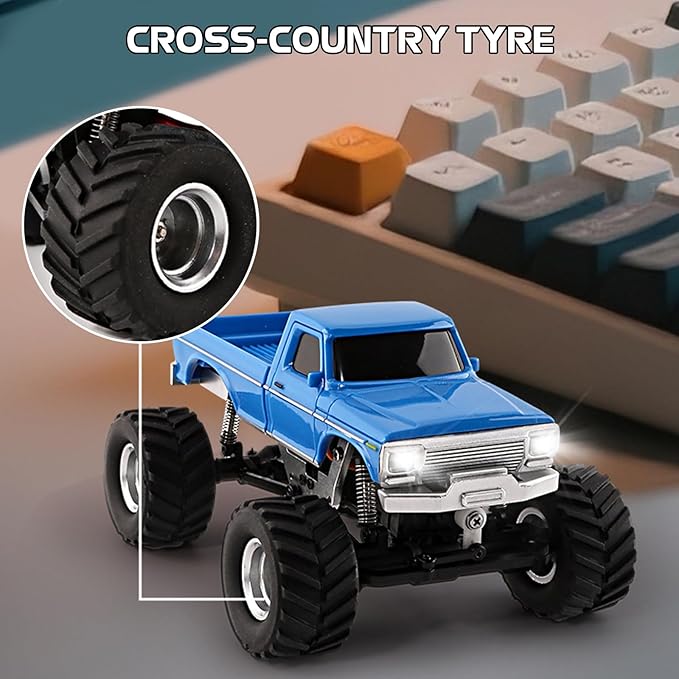 1:36 Mini RC Crawler JIABAILE 3602 4WD Off-Road RC Truck with 2.4G Remote Battery &amp Lights RC Car Model RTR for Adults Hobby Gifts Toys (Blue)