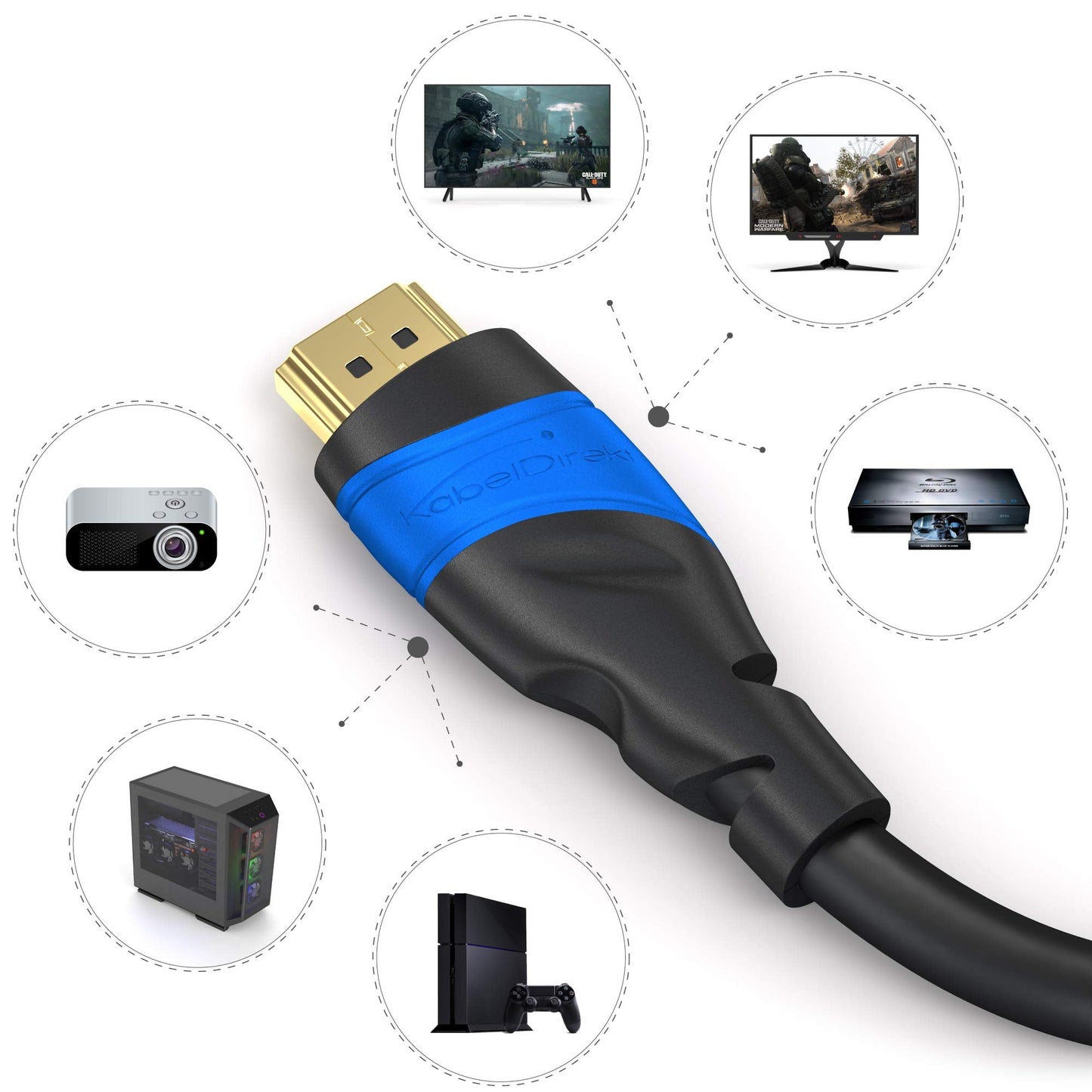 KabelDirekt – 8K / 4K HDMI Cable – 6ft & More HDMI Cables (0.5ft–75ft) – German-Engineered HDMI Cord – Supports 10K/8K@60Hz/4K@120Hz – HDMI Cable for Playstation3/4/5, HDTV, PC, Xbox, Switch