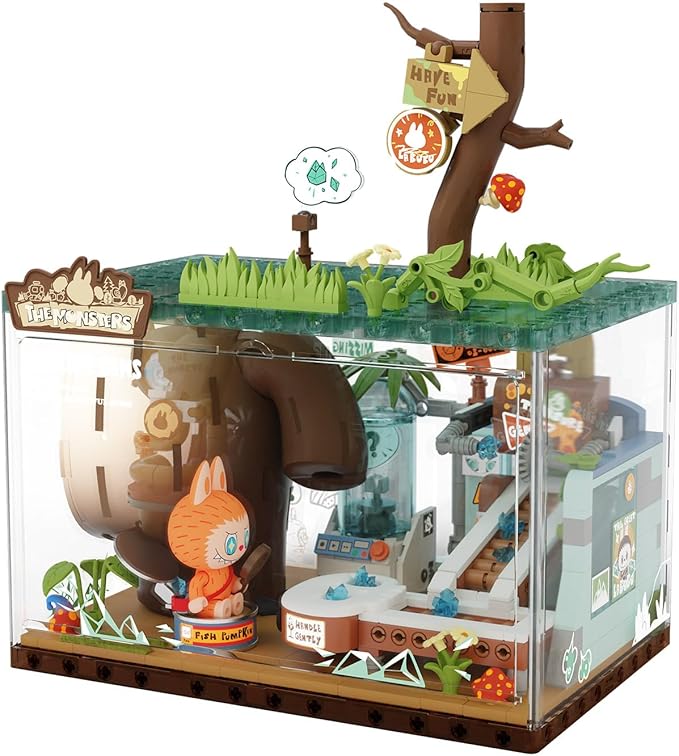 The Monsters Forest Secret Base Series Blocks-Rolling Gems Labubu Building Toy Set Interactive Building Toy for Kids Boys and Girls