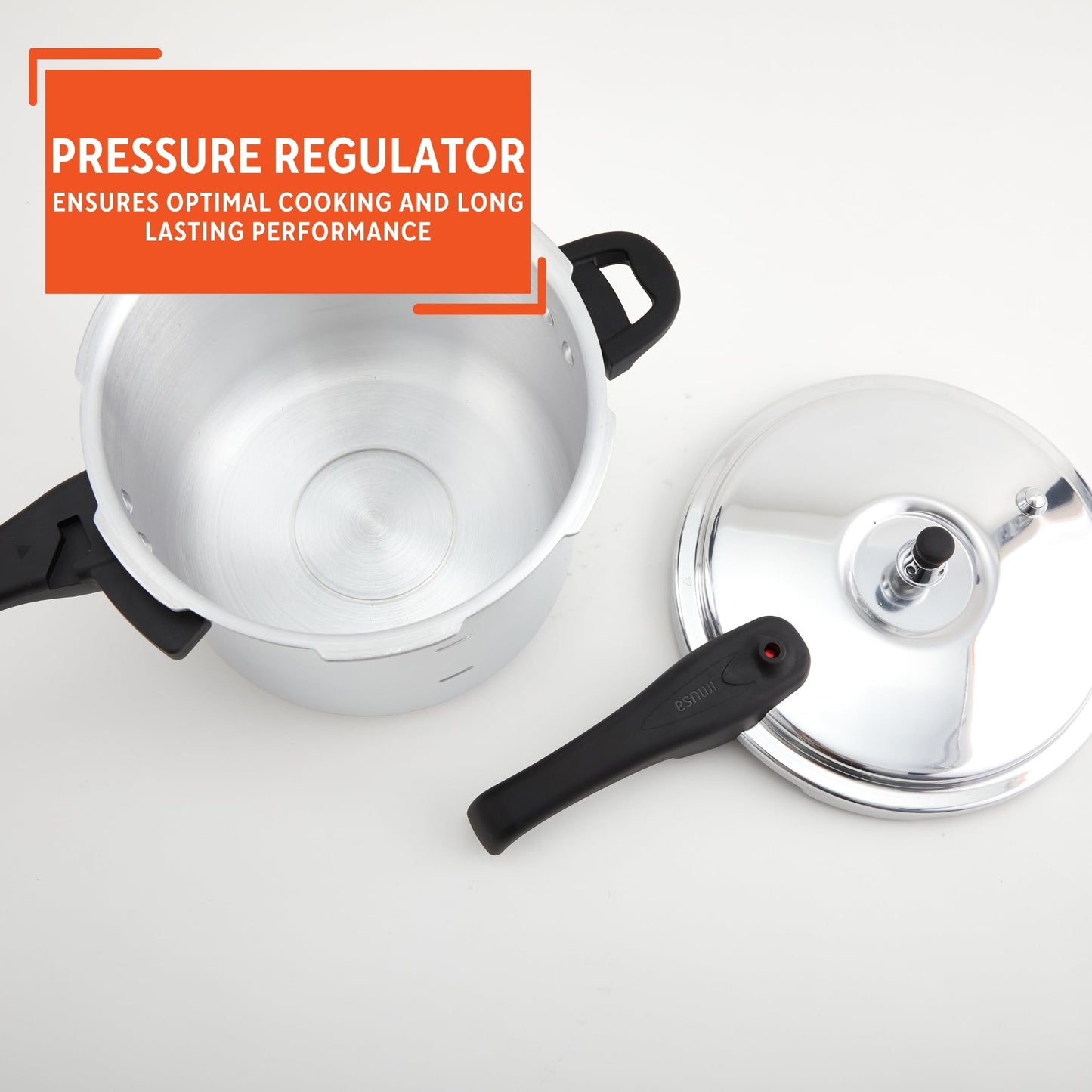 IMUSA USA A417-80801W Stovetop Aluminum Pressure Cooker 7.0-Quart,Silver