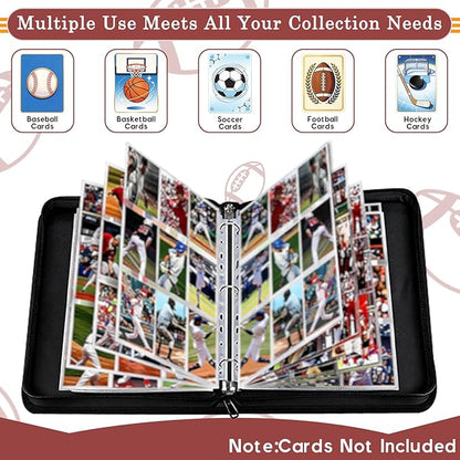 Football Card Binder 900-Card Trading Card Binder with 50 Removable Sleeves 9-Pocket Sports Card Binder 3-Ring Design Football Card Holder for Collectors