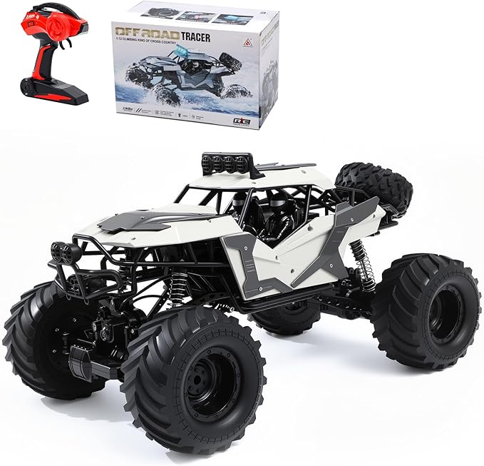 1:8 Large Amphibious RC Car – 4WD Waterproof Monster Truck Drives on Water &amp Land All Terrain Remote Control Truck with LED Lights Toy for Kids 3 Years and Up