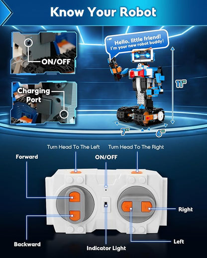 Robot Building Kits for Kids Stem Toys for Boys Age 8-12 APP &amp Remote Control Educational Coding Building Sets Programmable Robot for Kids Rechargeable Robotic Kit Gifts for Girls Boys