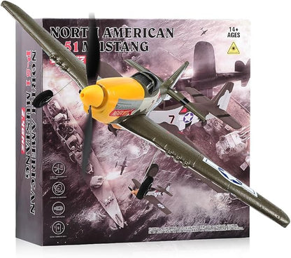 P51 RC Plane for Adults Kids 4 Channel Remote Control Airplane with Aileron/Rudder/Elevator/Gyro Aerobatic Mustang Fighter Glider with 3 Modes Stabilization System Easy Learning to Fly