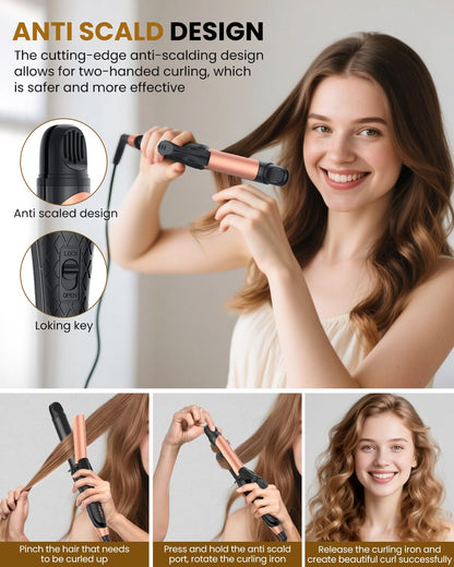 Dual Voltage Curling Iron 2-in-1 Curling Iron 1 Inch,(100V~240V) Dual Voltage Hair Straightener Travel CurlingIron European Flat Iron(Black)