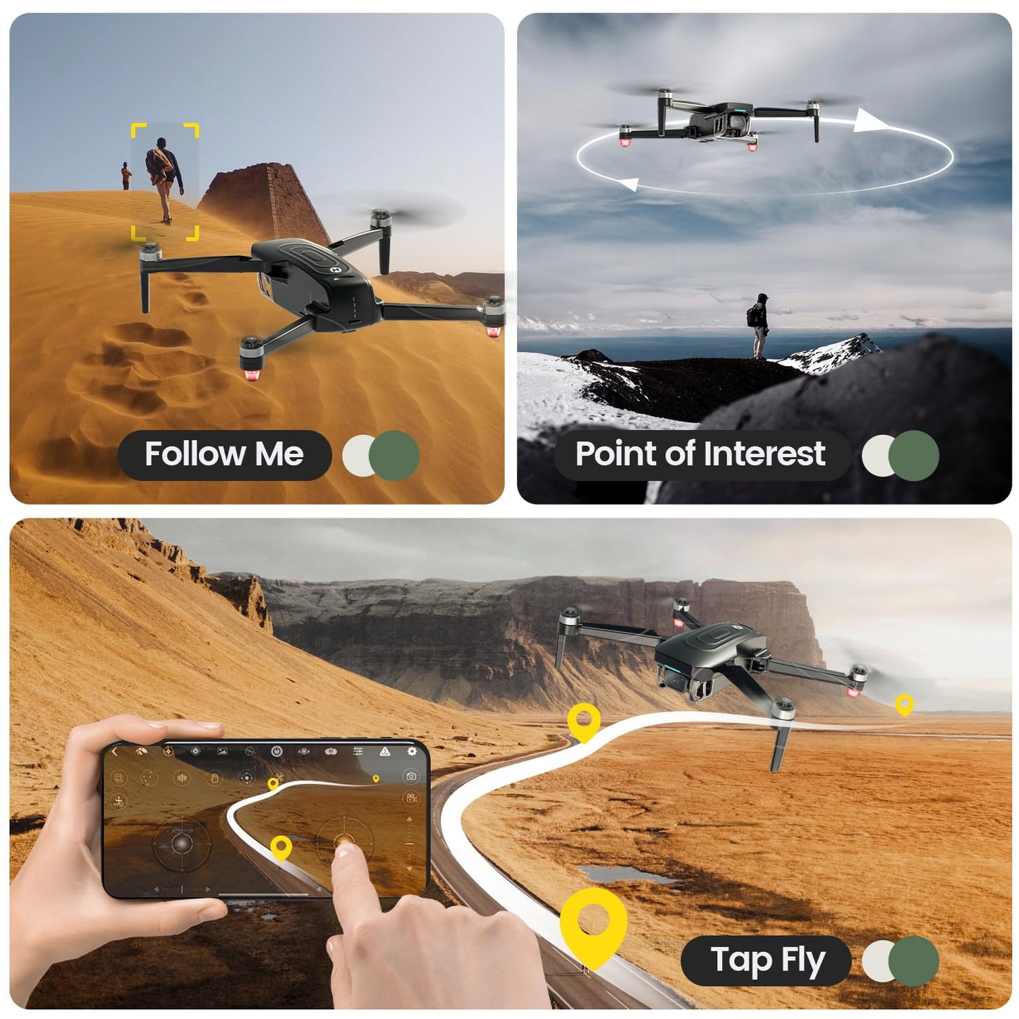 Holy Stone GPS Drone With 4K EIS Camera For Adults, HS175G 249g Foldable RC Quadcopter With Auto Return, Follow Me, 60 Mins Flight Time, Battery Fast Charge, Headless Mode, Upgraded HS175D