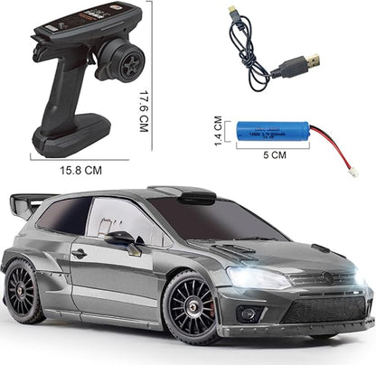 LDRC 2801PRO 1/28 Mini RC Drift Car GTR 2.4GHz 4WD RTR with Gyro and 4PCS Drift Tires Racing Radio Control Cars (Silvery)