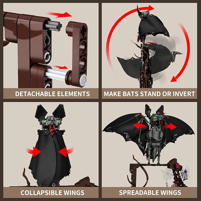 Mechanical Horror Bat Building Set for AdultBat Bird Building Blocks ToysHome and Office DecorCollectible for Adult and Teen Boys 8+(839 PCS)