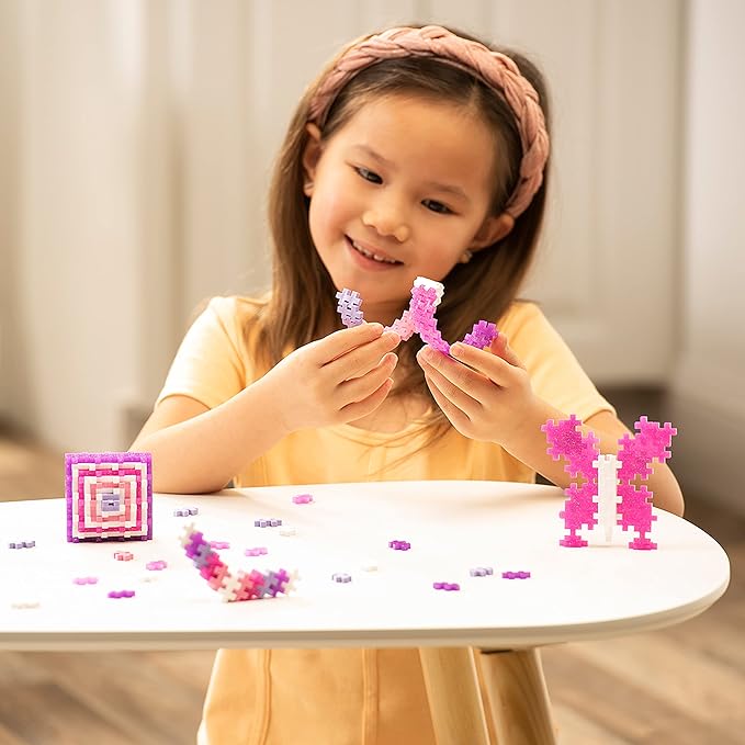 PLUS PLUS 240 Piece Interlocking Building Blocks for Kids Open Ended Connecting Toys STEM Bin Mini Manipulatives - Glitter Mix Play Tube &amp Baseplate