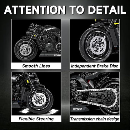 1:8 Motorcycle Building Set for Adults Kickstand for Display Gift for Adults Teenage Gifts on Birthday(583PCS)