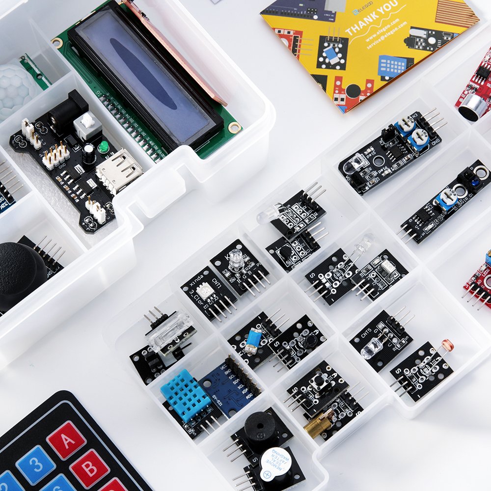 ELEGOO Upgraded 37 in 1 Sensor Modules Kit with Tutorial Compatible with Arduino IDE UNO R3 MEGA Nano