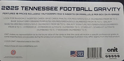 2025 Onit Gravity College Football Card Hobby Box (Tennessee Volunteers)