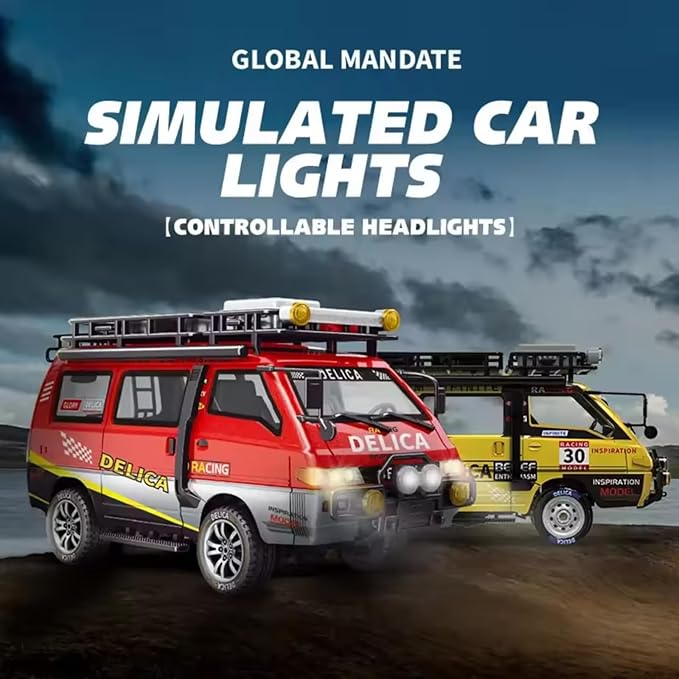Delica RC Car1/24 Scale Station Wagon 2.4Ghz Remote Control Truck 2WD/4WD RC CrawlerEquipped with Cool LED LightsOff Road Vehicle Model Suitable For Adults (2WD-Red)