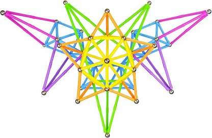 Veatree 160pcs Building Blocks Toys 2.3 Magnetic Sticks and Non-Magnetic Balls Set 3D STEM Game for Kids and Adults With Storage Bag