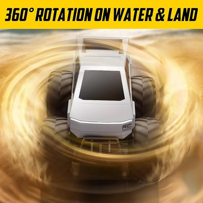 STEMTRON Amphibious Remote Control Car Toys for Boys 2.4 GHz 1:16 All Terrain Off-Road RC Car Waterproof RC Truck Pool Toys Gifts for Kids