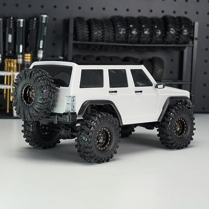 INJORA 6.10in 133g Wheelbase ABS Hardtop Cherokee Body for TRX4M Bronco Defender Chassis 1/18 RC Crawler Upgrade(Pearl White)