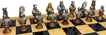 Medieval Times Crusades RED &amp Green Busts Set of Chess Men Pieces Hand Painted - NO Board
