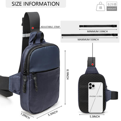 higouta Mini Sling Bag for Men Women, Waterproof Utility Crossbody Backpack Chest Bag for Hiking Travel Sports Running