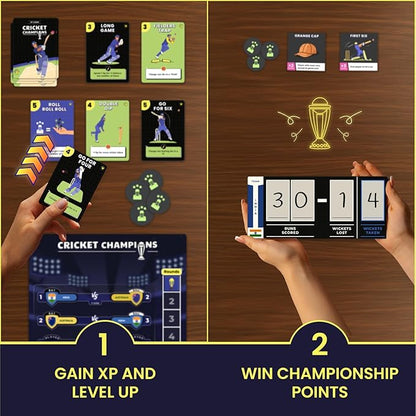 Cricket Champions Boardgame | Light Strategy Dice Game | 2-5 Players