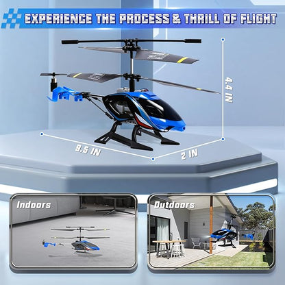 A ALPHA RC Helicopter 2.4G Remote Control Helicopter with LED Lights Vigilante Indoor Outdoor Remote Control Helicóptero Toy for 8 9 10 11 12+ Year Old Boys Gifts Blue