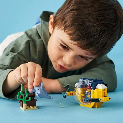 LEGO City Ocean Mini-Submarine 60263 Underwater Playset Featuring a Toy Submarine Pirate Treasure Chest Hammerhead Shark Figure and a Pilot Minifigure Great Gift for Kids (41 Pieces)