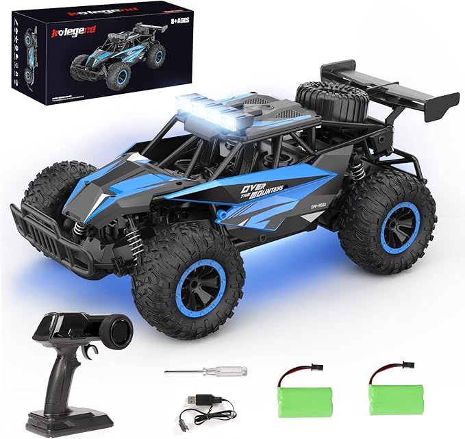 kolegend Remote Control Car 2.4GZh High Speed 20km/h RC Monster Trucks 30+min with LED Headlight and Rechargeable Battery for Boys Girls Kids