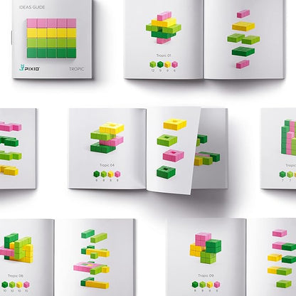 PIXIO Tropic - Tiny Magnetic Blocks Building Toy in The Pixel Art Style with Free App - 5/16 Plastic Cubes with 6 Magnets Inside - Open Ended Toy - Creativity Toy for Ages 6+ - 60pcs