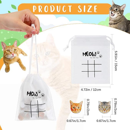 Sotiff 36 Set Tic Tac Toe Games Bulk for Kids Cat Party Favors Cat Tic Tac Toe with Bag Kitty Birthday Party Gifts Classroom Exchange Gifts Outdoor Indoor Activities Easter Basket Fillers