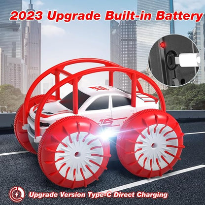 MaxTronic Amphibious Remote Control CarRechargeable RC Cars Toy 360° Flips Rotation Stunt Crawler 15KM/H 4WD All Terrain Outdoor Indoor Toy for Kids Boys Girls 3-12