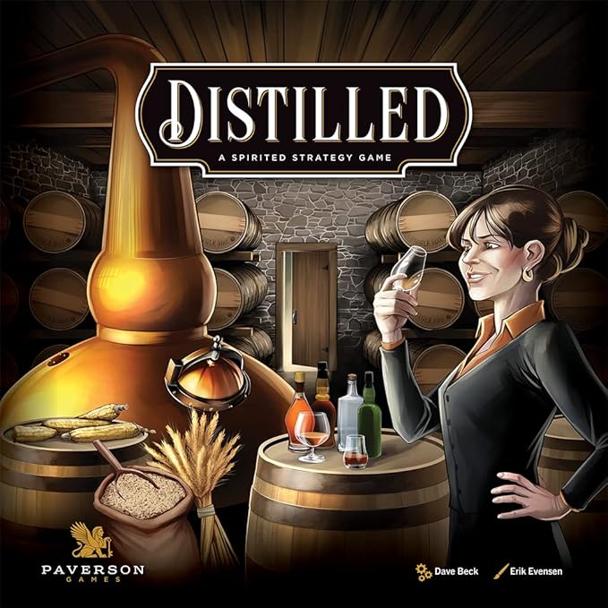 Distilled: A Spirited Strategy Game Highly-Thematic Euro Game Strive for The Title of Master Distiller 1 to 5 Players Ages 14 and up