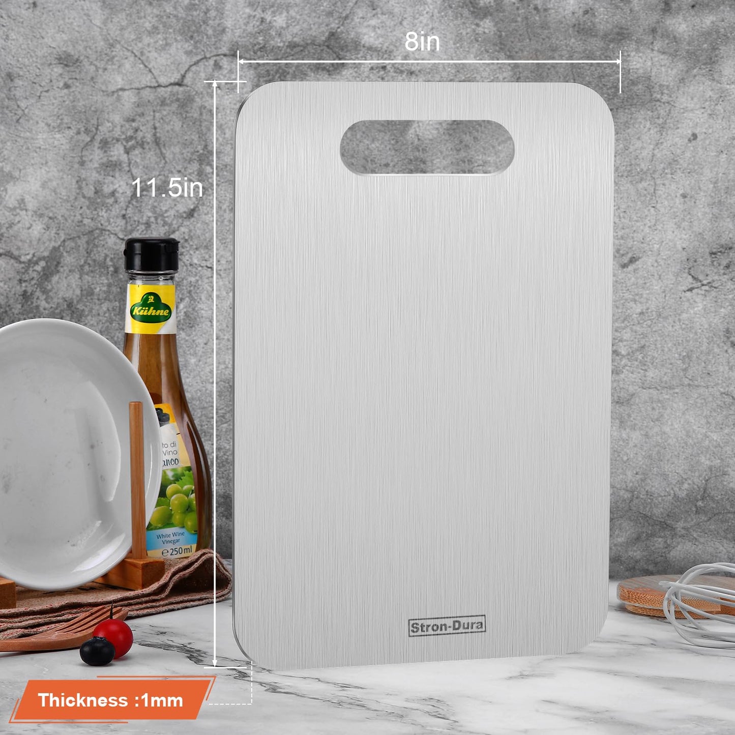 Stron- Dura Cutting Board - 304 Food Grade Stainless Steel Cutting Boards for Kitchen- for cutting Meat, Fruit, Vegetables, Outdoor or Indoor 11.5" X 8" (1, Small)