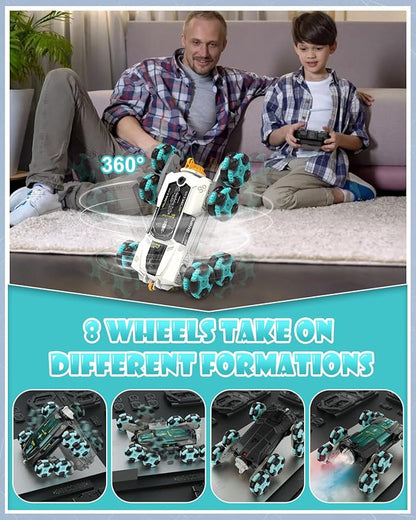ATHLERIA Gesture Sensing Stunt Rc Cars 2.4Ghz 8Wd Rechargeable Racing Drift Double-Sided Car Hand Remote Control Crawler Toy for Boys 8 9 10 11 12 Year Old Christmas Birthday Party Present for Kids