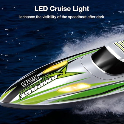 Fast RC Boat for Adults 20KM/H High Speed Remote Control Racing Boats Self-Righting 2 Batteries 20+ Mins 2.4GHz Pool &amp Lake Summer Toys Gifts (Silver)