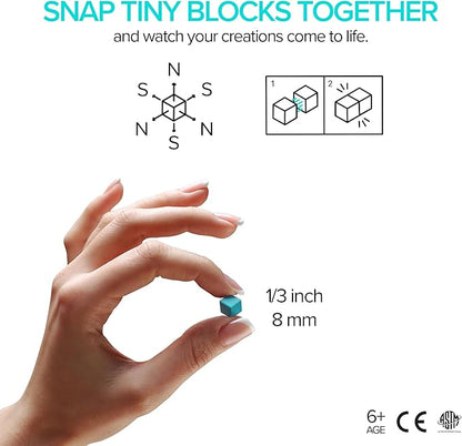 PIXIO NEON - Tiny Magnetic Blocks Building Toy in The Pixel Art Style with Free App - 5/16 Plastic Cubes with 6 Magnets Inside - Open Ended Toy - Creativity Kit for Ages 6+ - 60pcs
