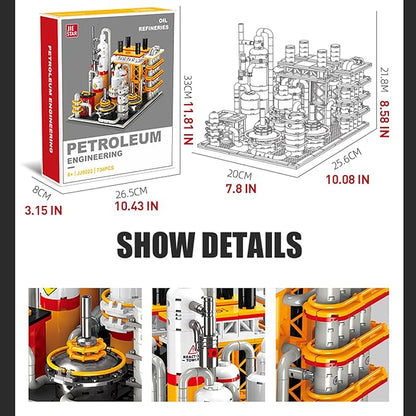 City Gas Station Building JJ9222 Set 734pcs Modular Chemical Plant Bricks Kit with Storage Tank &amp Lab Compatible with Lego City MOC Display Model for Adults &amp Kids Age 6+
