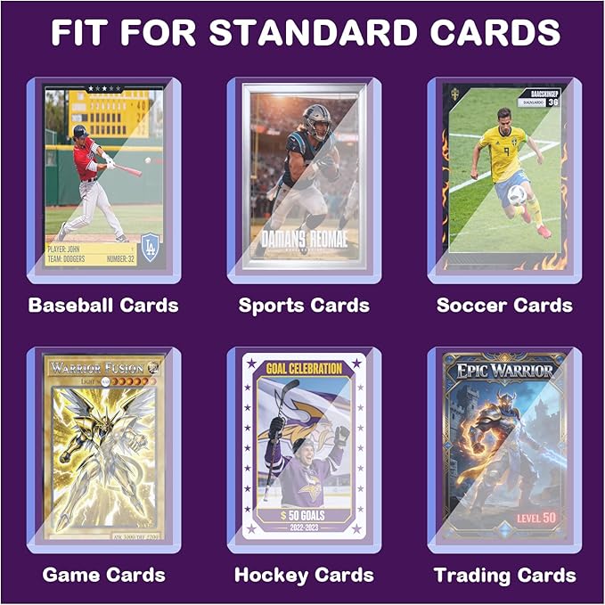 50ct 3X4 Card Sleeves Hard Plastic - 180pt Hard Card Sleeve Baseball Card Protectors Hard Plastic Premium Card Sleeves for Trading Cards Hard Card Holder for Sports Baseball Football Game Cards