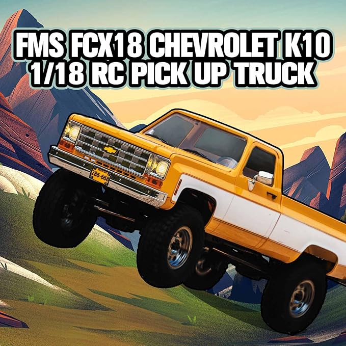 FCX18 FMS 1/18 Chevrolet K10 RC Truck Officially Licensed 4WD RC Crawler 2 Speeds Switch with LED Lights Off-Road RC Model for Adults (Red)