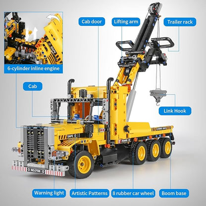 Mould King 17011 Heavy-Duty Tow Truck Building Toy Set Technology MOC Road Trailers Building Gift Toys for Kids Age 14+ (1250 Pieces)