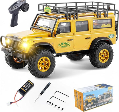 EAZYRC FMS 1/24 FCX24M RC Crawler RTR Land Rover Series with Licensed 1/24 RC Truck 4X4 Mini RC car with Lighting 2.4Ghz Remote ControlBattery (Defender110)