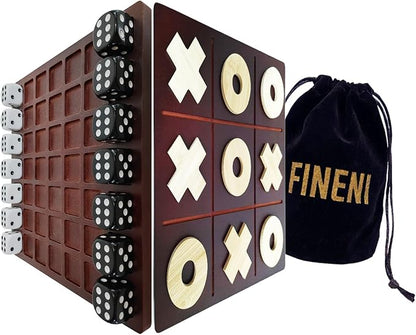 Dice Battle and TicTacToe Dual Sides Board Games Wooden Coffee Table Games for Adults 2 Player Best Bar Dice Games Indoor Tabletop Game &amp 2 Players Wood Table Top Dice Game (Dual(2)/Brown)