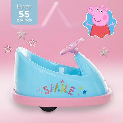 Peppa Pig Bumper Car for Kids 2 Speed Electric Bumper Car Vehicle Toddler Bumper Car with Remote Control and 360 Degree Turning 6V Motor LED Lights Gifts for Toddlers