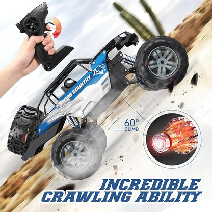 DEERC Large 1:8 Scale Monster Truck for Adults and Boys Upgraded Remote Control Car with Realistic Sound 4WD All Terrain RC Toy with 2 Batteries for 80 Minutes Play