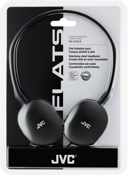 JVC Flats On-Ear Wired Headphones - Flat Foldable Design - 30mm Driver for Powerful Sound - Soft Ear-Pads for Comfort – Steel Headband - Lightweight & Portable - PC/Laptop/Gaming - 3.5mm Slim Plug