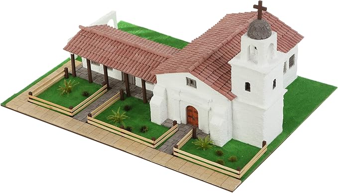 California Mission Santa Cruz – 3D Plaster Brick Model Kit 1370 Pieces Mini-Bricks Constructor Realistic Diy Building Set Stem Educational Architecture Toy for Teens &amp Adults Scale 1:24