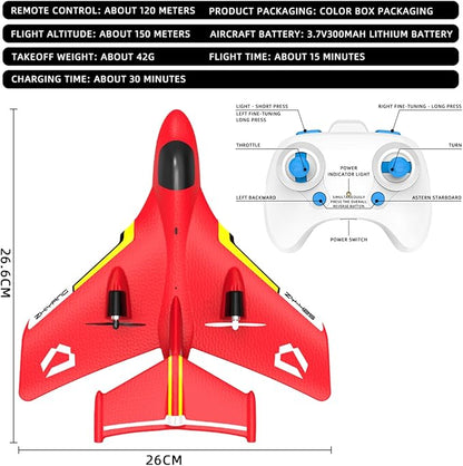 Remote Control Wireless Airplane Toy Gravity Gliders Airplane With Lights Rc Plane For Water Land &amp Air Rc Float Plane 2.4G 2 Channels Rc Remote Control Fighter Model Toy For Adults Kids (Red)