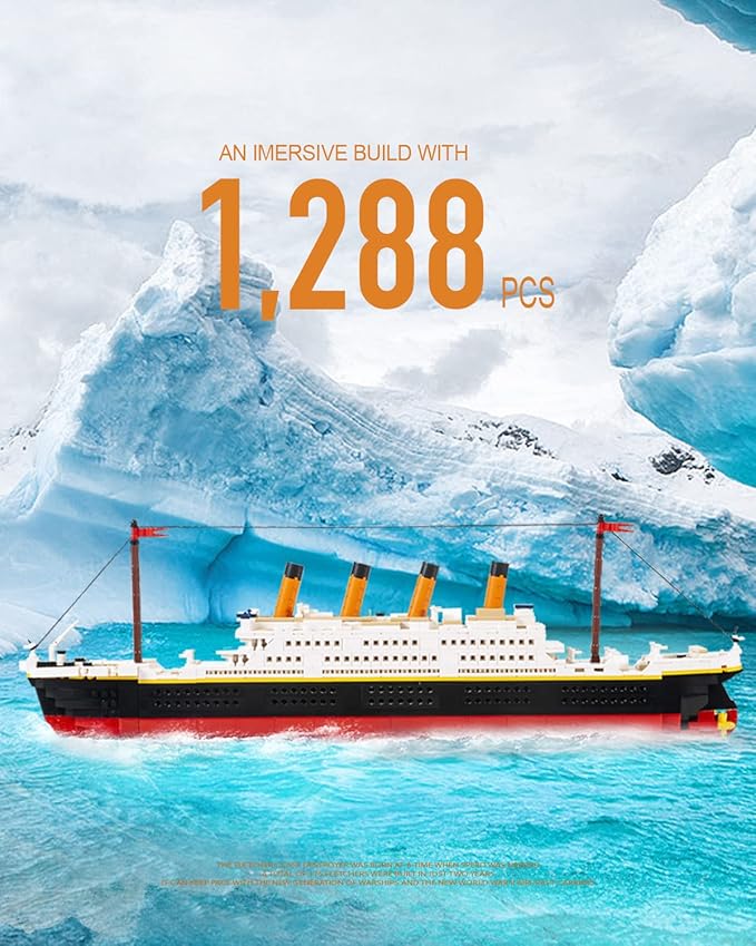 dOvOb Mini Blocks Titanic Building Set 1288 Pieces Mini Bricks Toys Gift for Adults and Kids