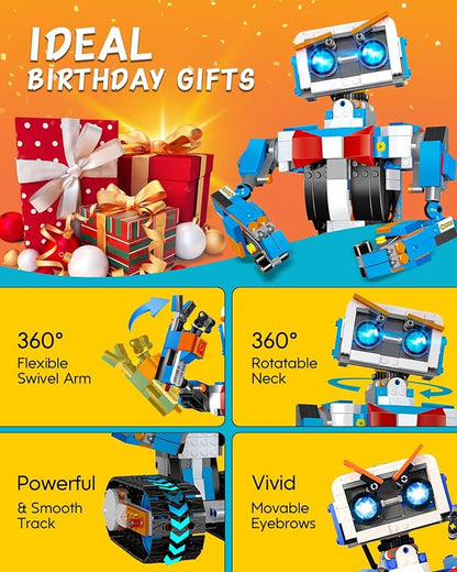 aukfa STEM Robot Toys Building Kits Building Toys for Boys Age 8-12 App &amp Remote Control Blocks Engineering Science Learning Educational Coding DIY Stem Projects Robot Gifts for Boys &amp Girls